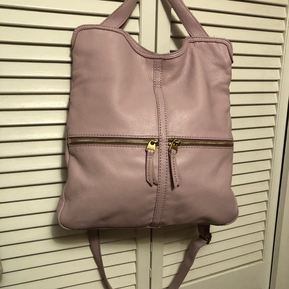 Fossil Erin Fold-over Tote Lavender top handle bag